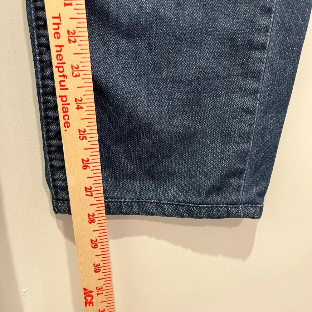 True Religion Section Slim Mens Jeans Size 40 Dark Wash Red Plaid Horseshoe Logo